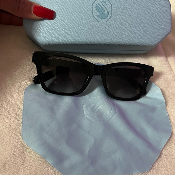 Swarovski Black Sunglasses with Crystal Accents - Picture 11 of 12